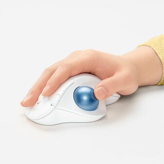 Logitech M575 Ergo Trackball | Ergonomische Draadloze Muis | RF-Draadloos + Bluetooth | 2000 DPI | Wit
