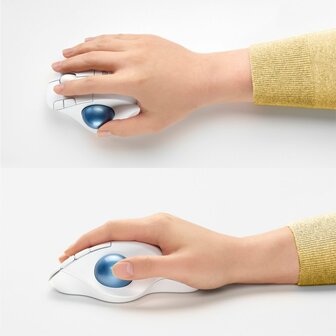 Logitech M575 Ergo Trackball | Ergonomische Draadloze Muis | RF-Draadloos + Bluetooth | 2000 DPI | Wit
