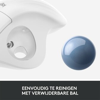 Logitech M575 Ergo Trackball | Ergonomische Draadloze Muis | RF-Draadloos + Bluetooth | 2000 DPI | Wit