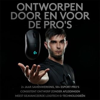 Logitech G Pro | Ambidextrous Draadloze Gaming Muis | RF-Draadloos | 25.600 DPI | Zwart