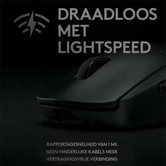 Logitech G Pro | Ambidextrous Draadloze Gaming Muis | RF-Draadloos | 25.600 DPI | Zwart