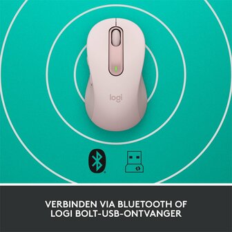 Logitech Signature M650 Draadloze Muis - Voor kleine tot middelgrote handen, 2 jaar batterijduur, stil klikken, aanpasbare zijknoppen, Bluetooth, compatibel met meerdere apparaten - Roze