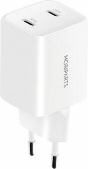 Mobiparts GaN Wall Charger | Dual USB-C Oplader 35W | Wit