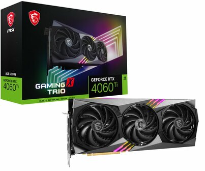 MSI GeForce RTX 4060 Ti GAMING X TRIO | 8GB GDDR6 VRAM | Videokaart | GPU | Nvidia