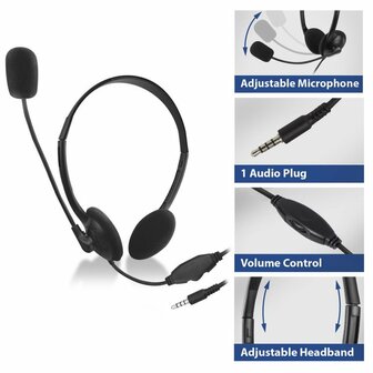 ACT AC9330 | On-Ear Headset met Mircofoon | Zwart