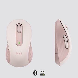 Logitech Signature M650 | Draadloze Muis | Rechtshandig | RF + Bluetooth | 2000 DPI | Roze