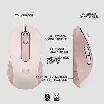 Logitech Signature M650 muis Rechtshandig RF-draadloos + Bluetooth Optisch 2000 DPI