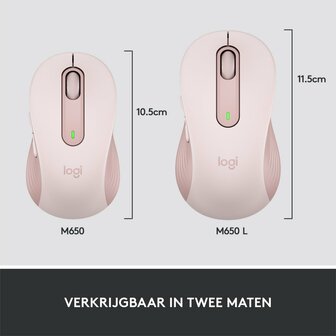 Logitech Signature M650 | Draadloze Muis | Rechtshandig | RF + Bluetooth | 2000 DPI | Roze