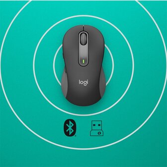 Logitech Signature M650 Draadloze Muis - Voor kleine tot middelgrote handen, 2 jaar batterijduur, stil klikken, aanpasbare zijknoppen, Bluetooth, compatibel met meerdere apparaten - Graphite