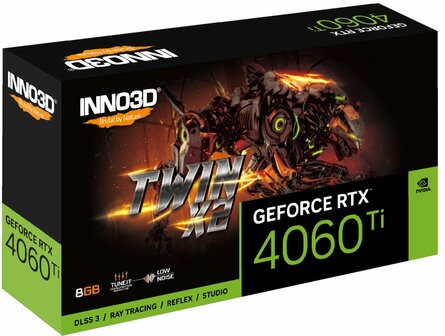 Inno3D GeForce RTX 4060 Ti TWIN X2 | 8GB GDDR6 VRAM | Videokaart | GPU | Nvidia