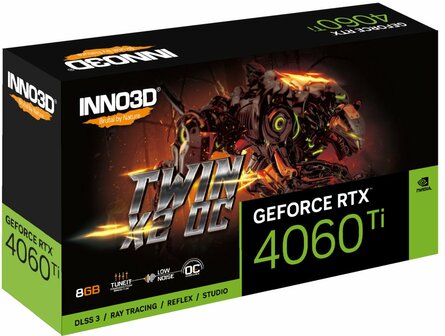 Inno3D GeForce RTX 4060 Ti TWIN X2 OC | 8GB GDDR6 VRAM | Videokaart | GPU | Nvidia