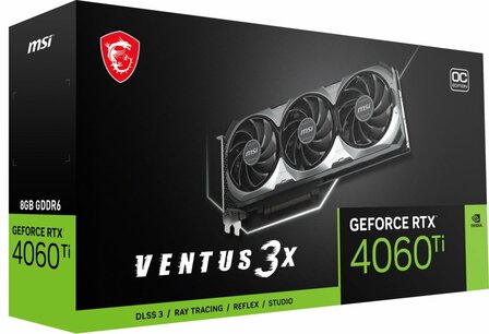 MSI GeForce RTX 4060 Ti VENTUS 3X OC | 8GB GDDR6 VRAM | Videokaart | GPU | Nvidia