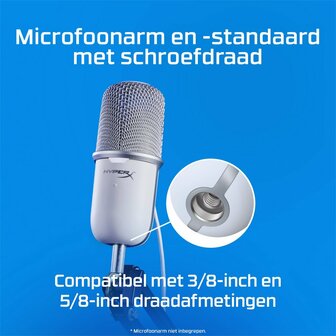 HyperX SoloCast - USB Microphone (White) Wit Microfoon voor spelcomputers