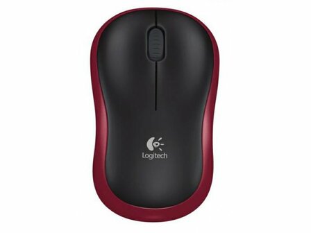 Logitech M185 | Ambidextrous Draadloze Muis | RF-Draadloos | 1000 DPI | Zwart/Rood