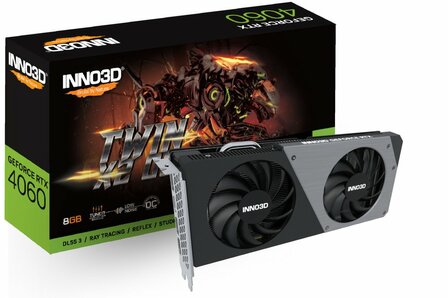 Inno3D GeForce RTX 4060 Twin X2 OC | 8GB GDDR6 VRAM | Videokaart | GPU | Nvidia