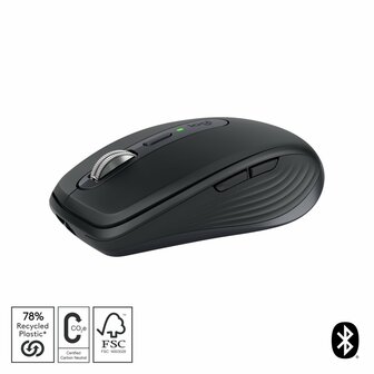 Logitech MX Anywhere 3S | Ambidextrous Draadloze Muis | RF-Draadloos + Bluetooth | 8000 DPI | Grafiet