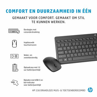 HP 230 Wit | Draadloze Muis en Toetsenbordcombo | QWERTY