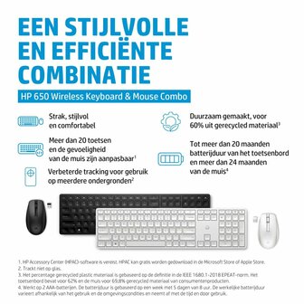 HP 650 draadloze toetsenbord- en muiscombinatie (Qwerty EU)