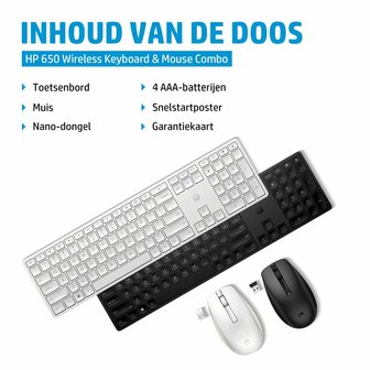 HP 650 draadloze toetsenbord- en muiscombinatie (Qwerty EU)