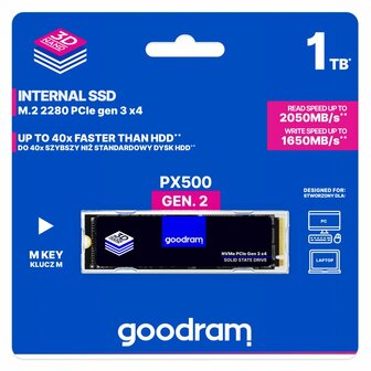 Goodram PX500 | 1TB NVMe SSD | M.2 | Gen3 | 2.050MB/s