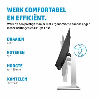 HP E24m G4 23,8&quot; | 1920x1080 FHD IPS | 5ms | 99% sRGB | USB-C met 65W Power Delivery | 5MP Pop-up Webcam | Stereo Speakers | Microfoon | Monitor