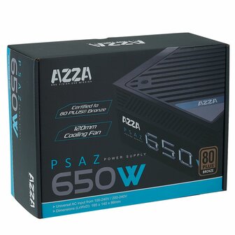 Azza PSAZ-650W | 650 Watt Bronze ATX PSU | Power Supply | Voeding