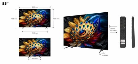 TCL 85C69B 85&quot; | 4K Ultra HD QLED Smart TV | Google TV + Wifi | Dolby Vision | Quantum Dot met Levendige Kleuren | 60Hz