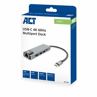 ACT AC7047 | Docking Station | USB-C | Silver