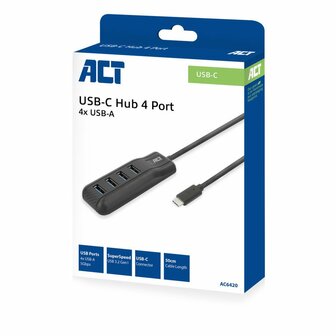ACT AC6420 | USB 3.2 Gen 1 (3.1 Gen 1) Type-C Interface Hub | 5000 Mbit/s | Zwart