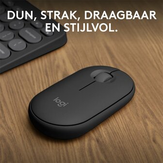 Logitech Pebble 2 M350s | Draadloze Muis | Links- en Rechtshandig | RF + Bluetooth | 4000 DPI | Grafiet