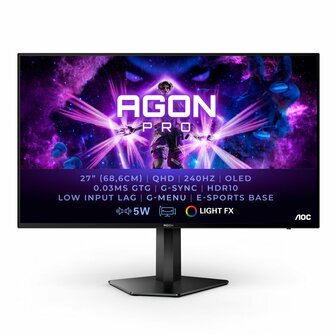 AOC AGON PRO AG276QZD 27&quot; | 2560x1440 QHD OLED | 240Hz | 0.03ms | HDR10 | G-Sync Compatible | Gaming Monitor | Open Box