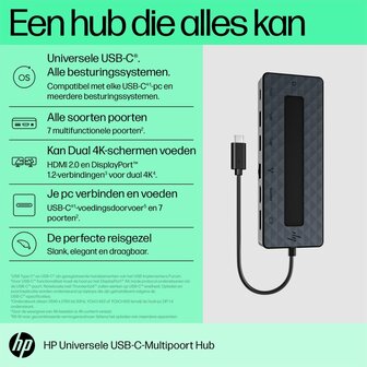 HP Universal Multiport Hub | USB-C | Zwart