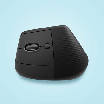 Logitech Lift muis | Linkshandige Ergonomische Draadloze Muis | RF-Draadloos + Bluetooth | 4000 DPI | Grafiet