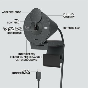 Logitech Brio 300 | 1080P 30FPS USB-C Webcam met Microfoon