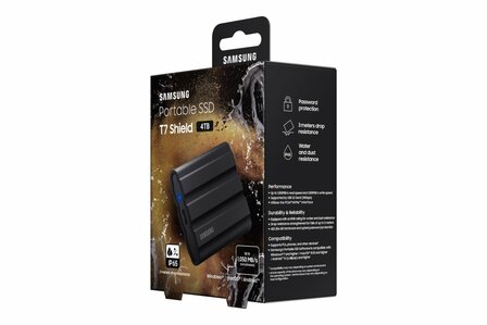 Samsung T7 Shield 4TB Portable SSD - 1.050MB/s Zwart