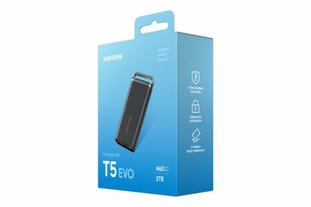 Samsung T5 EVO 2TB Portable SSD - 460 MB/s Zwart