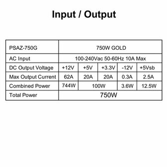 AZZA PSAZ-750G | 750W Gold ATX 3.0 PSU | Modulair | Power Supply | Voeding