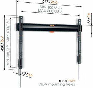 Vogel&#039;s Comfort TVM3605 | Vaste TV-beugel | 40-100&quot; | max 75kg | VESA 600x400