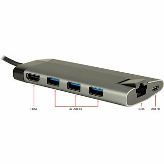 Inter-Tech GDC-802 | Docking Station | USB-C 3.2 Gen 1 | Grijs
