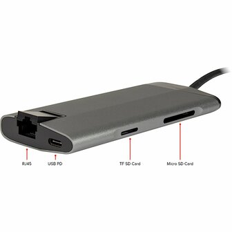 Inter-Tech GDC-802 | Docking Station | USB-C 3.2 Gen 1 | Grijs