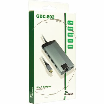 Inter-Tech GDC-802 | Docking Station | USB-C 3.2 Gen 1 | Grijs
