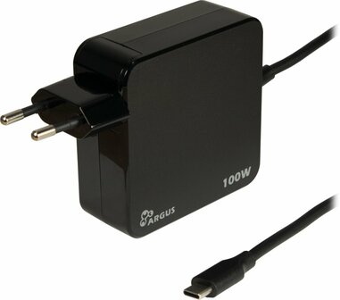 Inter-Tech PD-2100 | USB-C Oplader 100W | Zwart | Met Ge&iuml;ntegreerde Kabel