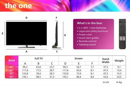 Philips The One 75PUS8949/12 | 75&#039;&#039; Ultra HD 4K | LED Ambilight Smart TV | Wifi | Titan OS | HDR10+ | 144Hz