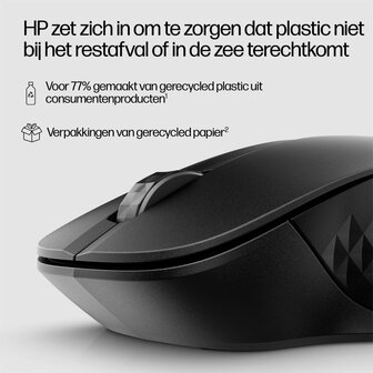 HP 430 | Multi-Device Ambidextrous Draadloze Muis | RF-Draadloos + Bluetooth | 1200 DPI | Zwart