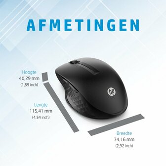 HP 430 | Multi-Device Ambidextrous Draadloze Muis | RF-Draadloos + Bluetooth | 1200 DPI | Zwart