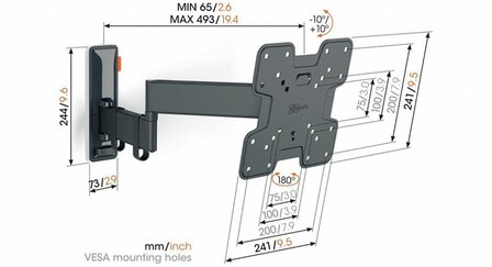 Vogel&#039;s Comfort TVM3605 | Draai- en kantelbare TV-beugel | 19-43&quot; | max 15kg | VESA 400x400