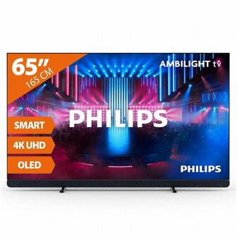 Philips 65OLED909 65&quot; | Ultra HD 4K OLED Smart TV met Ambilight | Google TV + Wifi | Ambilight voor Een Sfeervolle Beeldervaring | OLED, Perfect Zwart en Levendige Kleuren | Dolby Vision | 120Hz