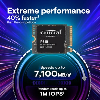Crucial P310 | 1TB NVMe SSD | M.2 30mm | Gen4 | 7.100MB/s