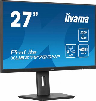 iiyama ProLite XUB2797QSNP-B1 27&#039;&#039; | 2560x1440 QHD IPS | 100Hz | USB-C Dock | KVM Switch | 1ms | Monitor
