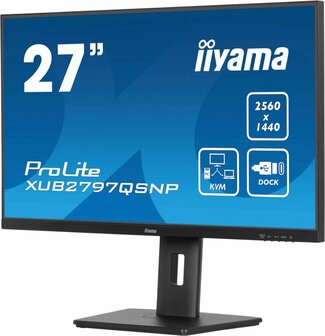 iiyama ProLite XUB2797QSNP-B1 27&#039;&#039; | 2560x1440 QHD IPS | 100Hz | USB-C Dock | KVM Switch | 1ms | Monitor